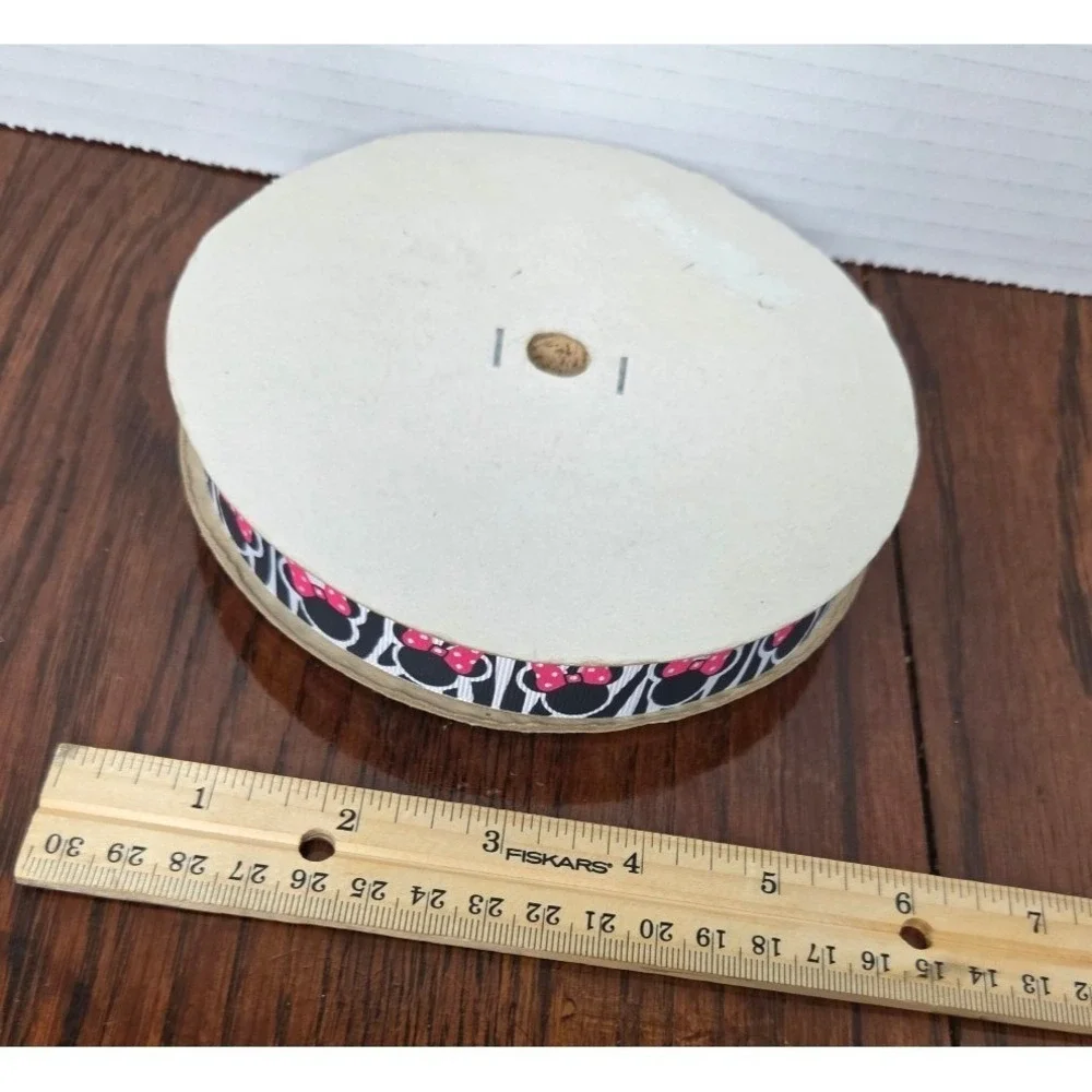 Minnie Mouse Zebra Print Grosgrain Ribbon Pink Polka Dot Bow 7/8 Inch Spool